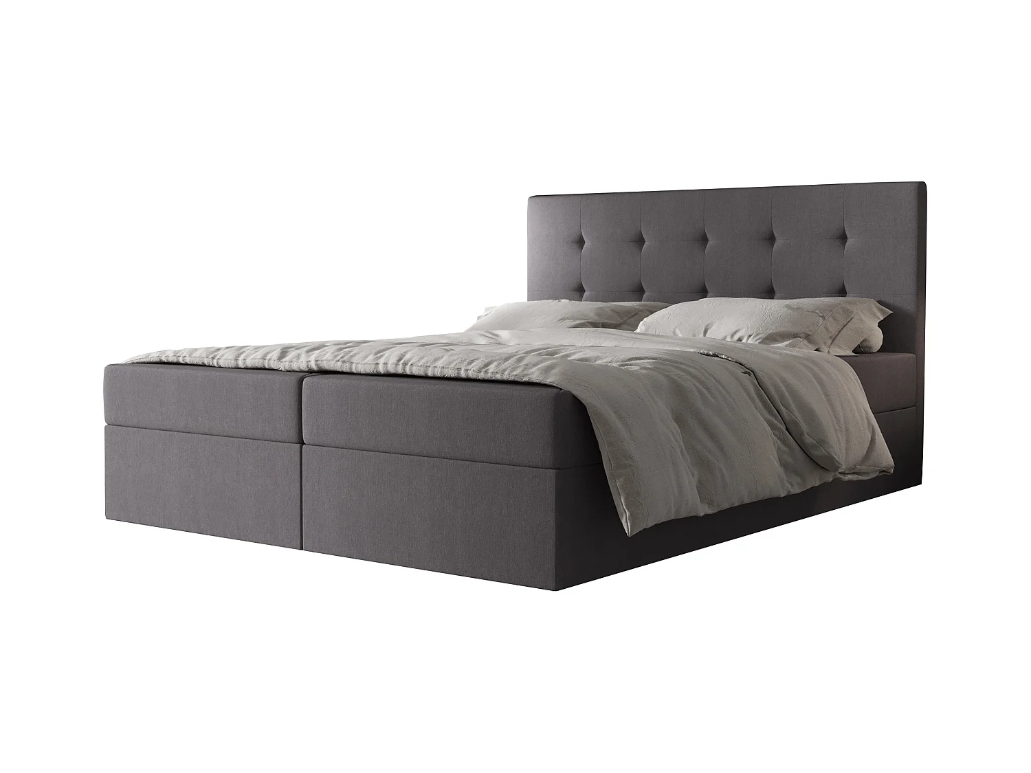 AX LIVING Boxspringbett 180x200 mit Bettkasten Dahlina in Grau Komfort