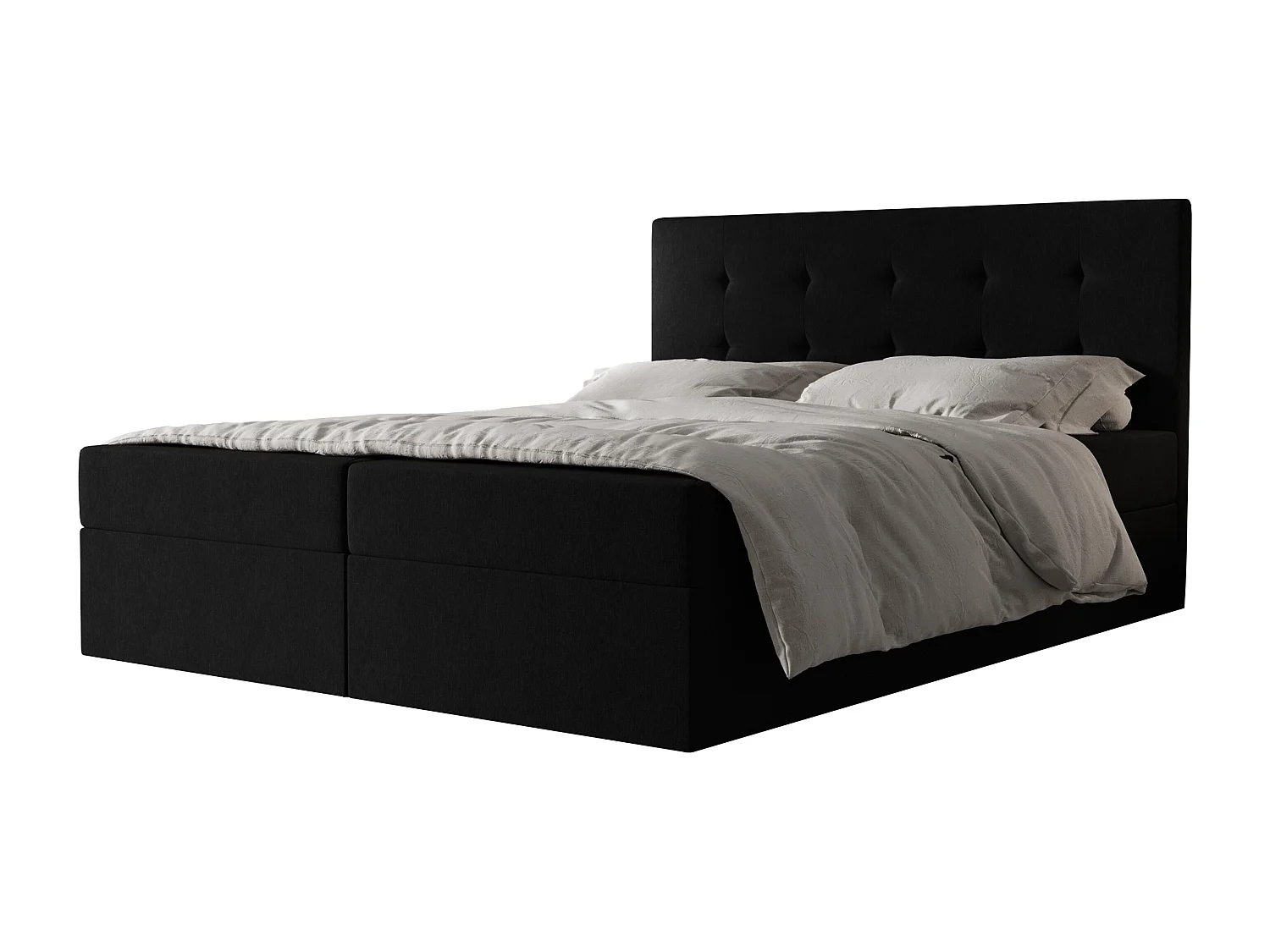 AX LIVING lit boxspring 160x200 avec coffre de rangement Dahlina noir – style sans surmatelas