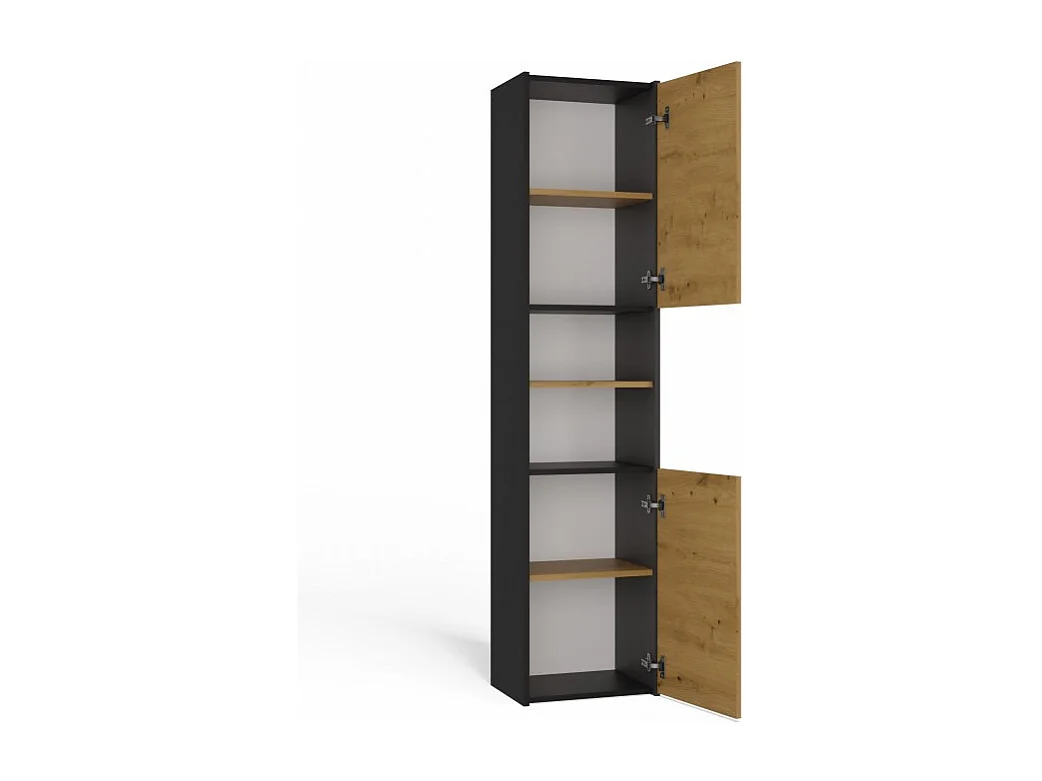 Szafka Łazienkowa Sara S40 | Antracyt/Dąb Artisan | 40x30x170 cm | Słupek Łazienkowy, Półki
