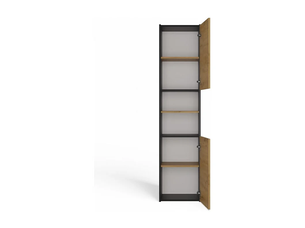 Szafka Łazienkowa Sara S40 | Antracyt/Dąb Artisan | 40x30x170 cm | Słupek Łazienkowy, Półki