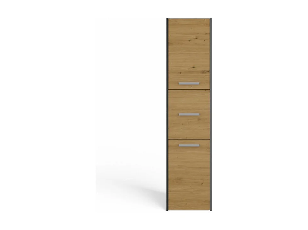 Szafka Łazienkowy Sara S43 | Antracyt/Dąb Artisan | 40x30x170 cm | Szafka 3 Drzwi, Półki