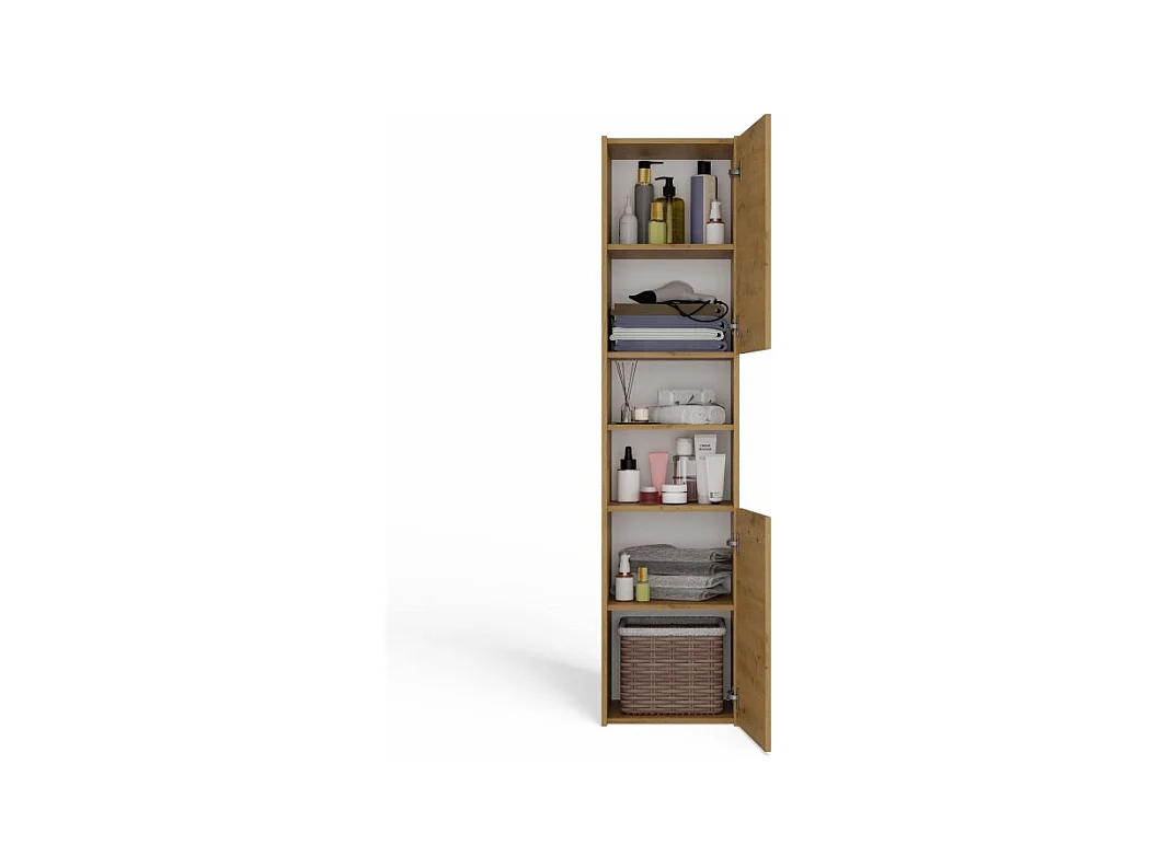 Szafka Łazienkowa Sara S40 | Dąb Artisan | 40x30x170 cm | Słupek Łazienkowy, Półki
