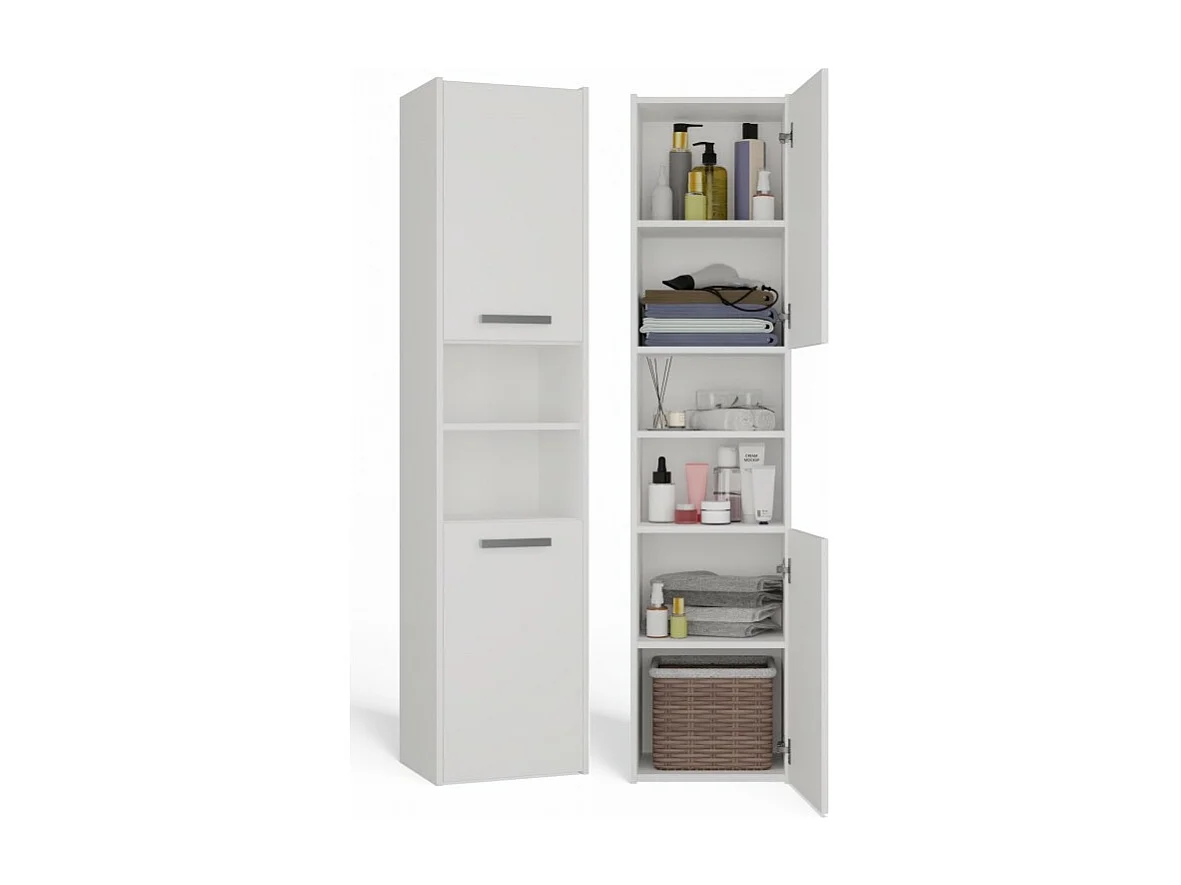 Szafka Łazienkowa Sara S40 | Biała | 40x30x170 cm | Słupek Łazienkowy, Półki