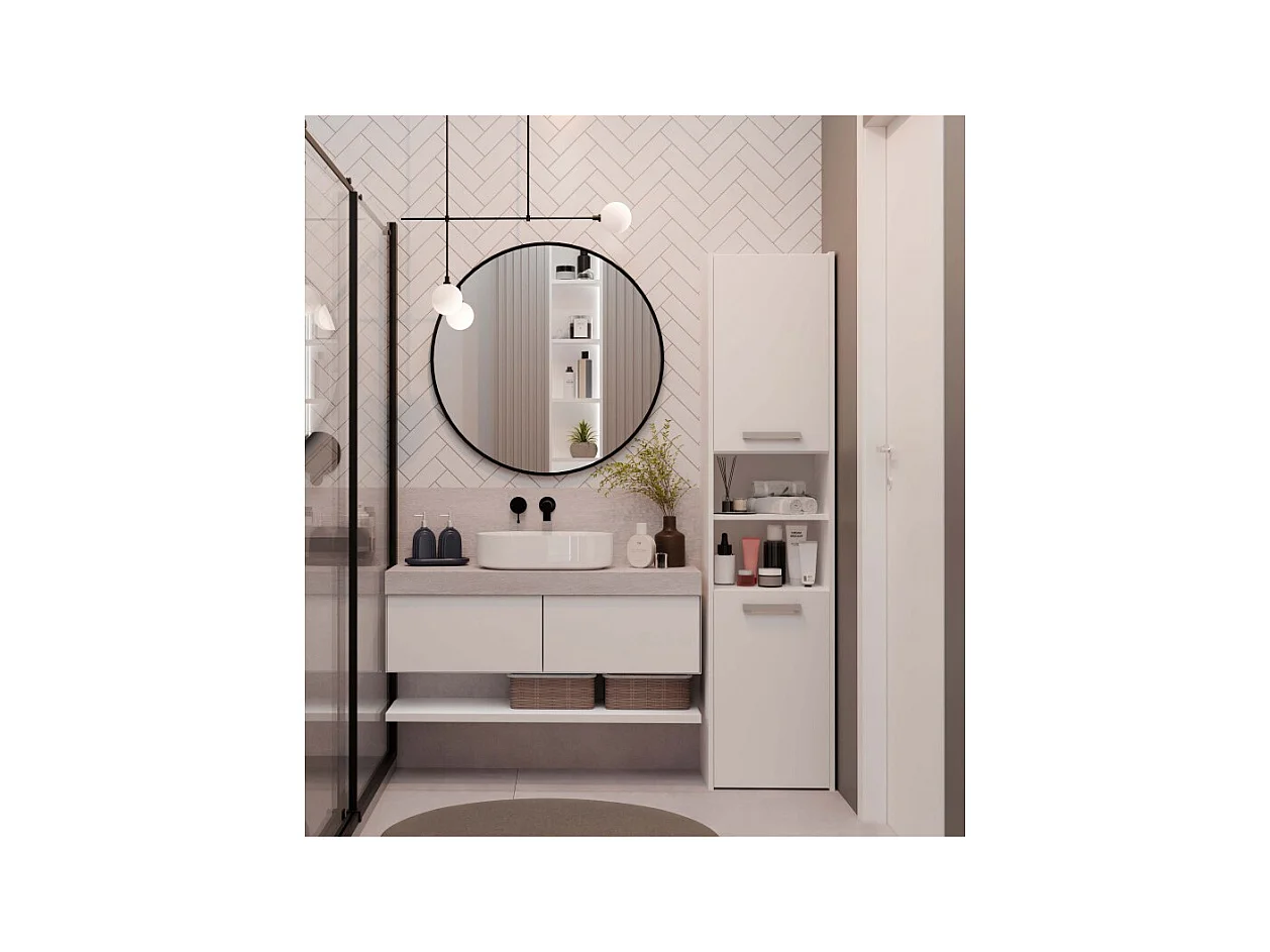 Szafka Łazienkowa Sara S40 | Biała | 40x30x170 cm | Słupek Łazienkowy, Półki