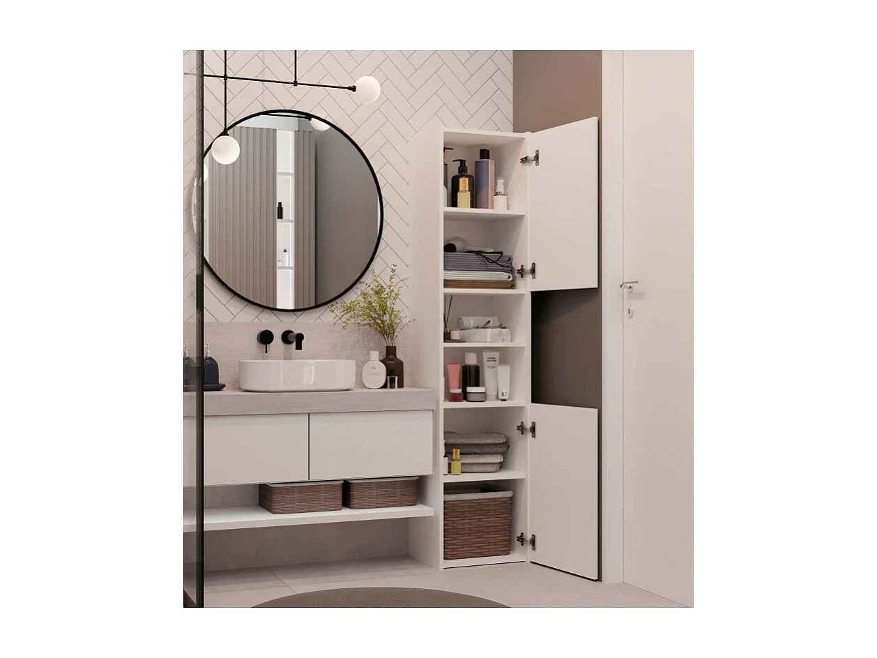 Szafka Łazienkowa Sara S40 | Biała | 40x30x170 cm | Słupek Łazienkowy, Półki