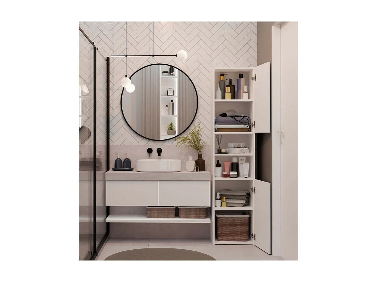 Szafka Łazienkowa Sara S40 | Biała | 40x30x170 cm | Słupek Łazienkowy, Półki