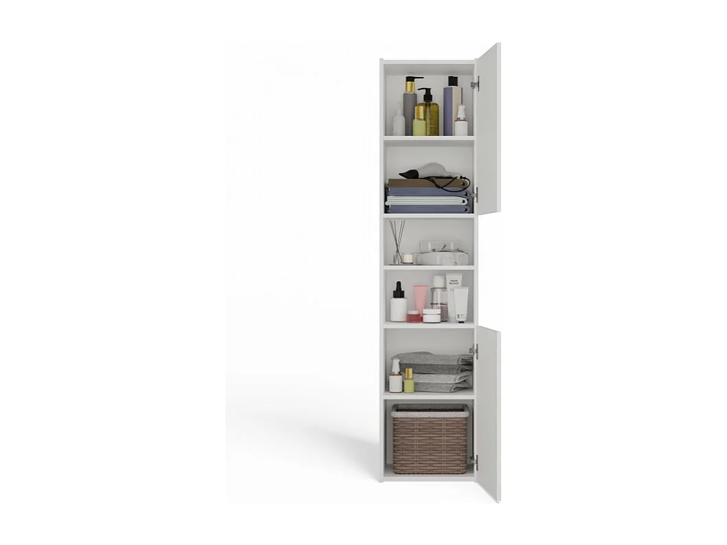 Szafka Łazienkowa Sara S40 | Biała | 40x30x170 cm | Słupek Łazienkowy, Półki