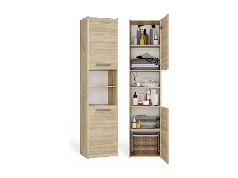 Szafka Łazienkowa Sara S40 | Dąb Sonoma | 40x30x170 cm | Słupek Łazienkowy, Półki