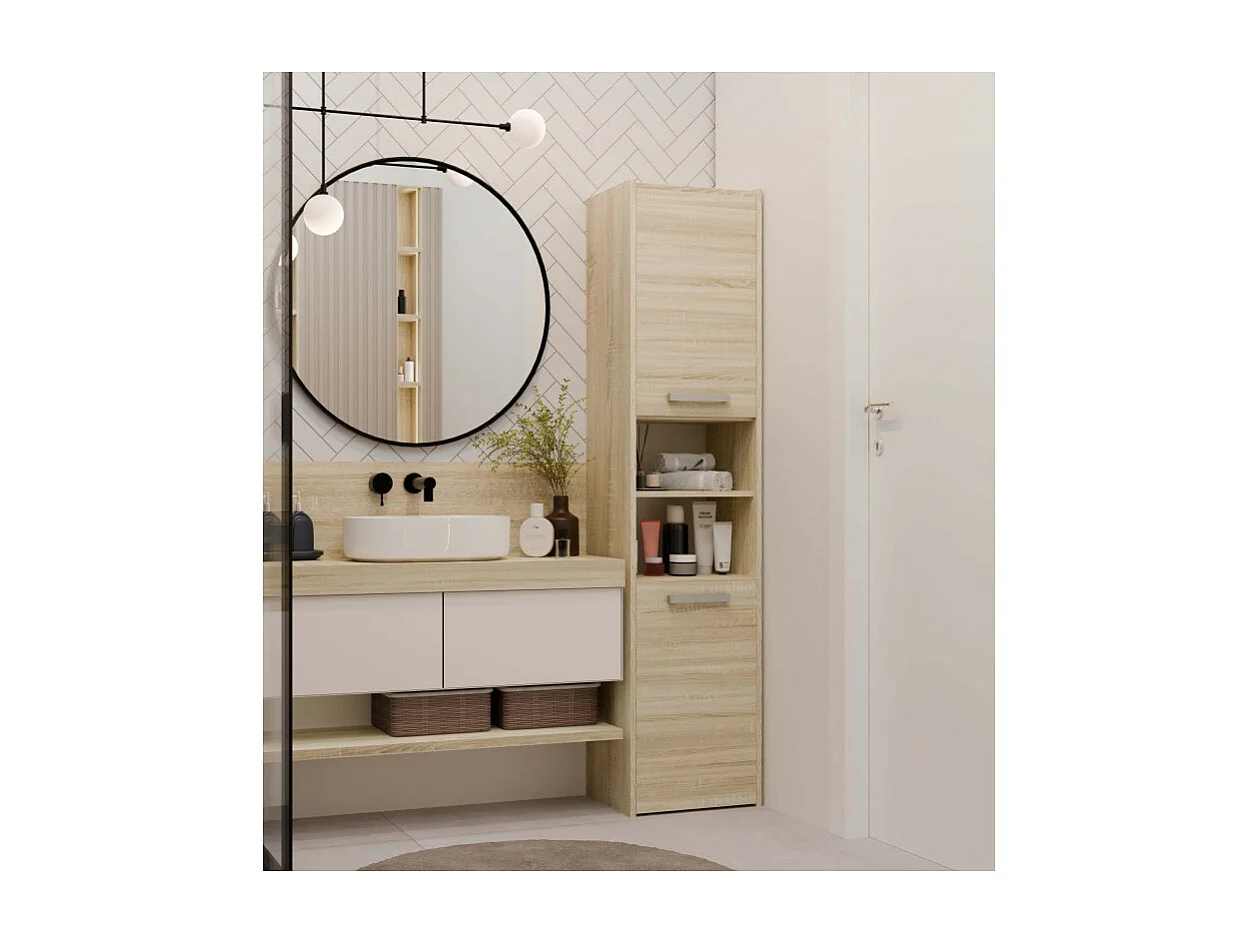 Szafka Łazienkowa Sara S40 | Dąb Sonoma | 40x30x170 cm | Słupek Łazienkowy, Półki