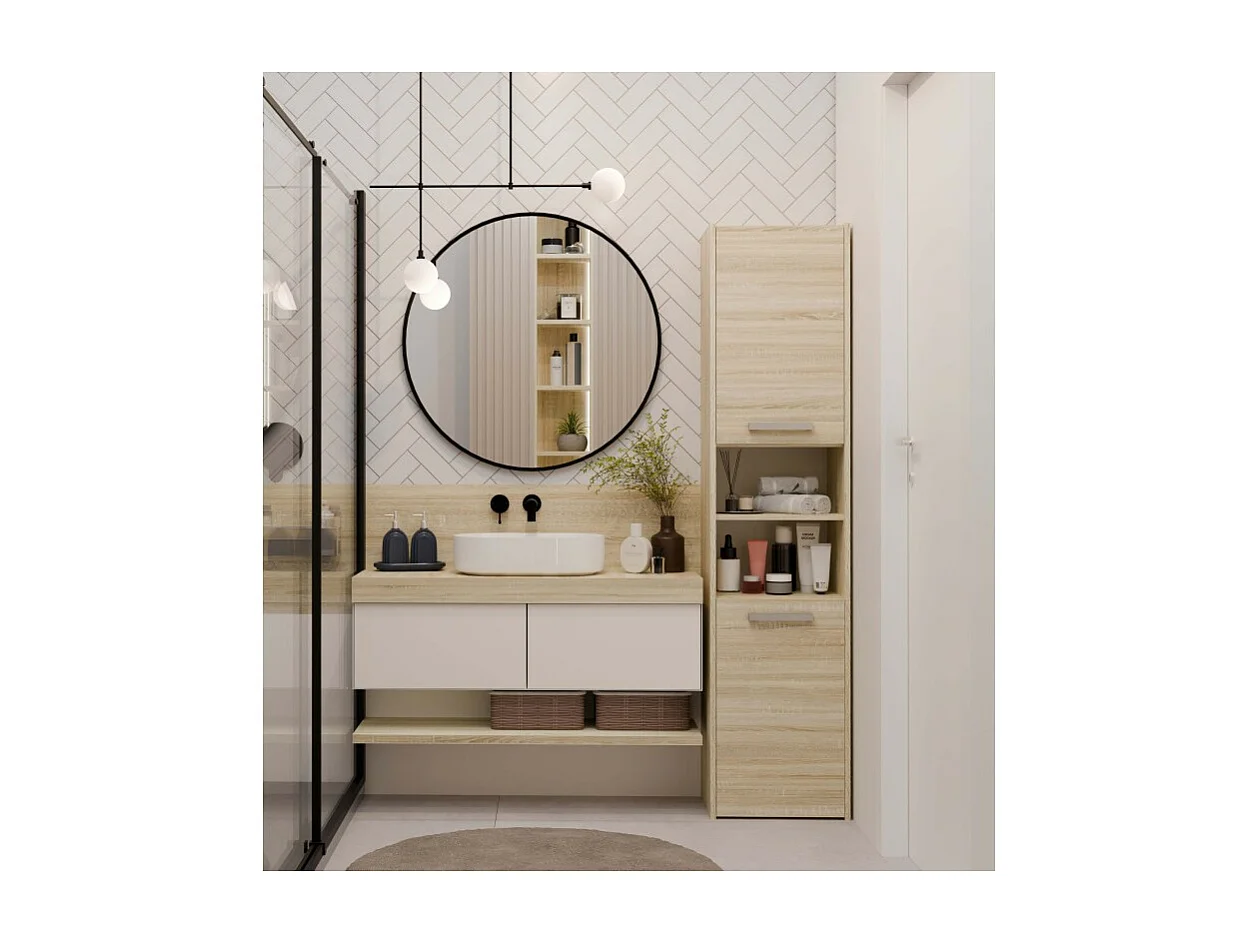 Szafka Łazienkowa Sara S40 | Dąb Sonoma | 40x30x170 cm | Słupek Łazienkowy, Półki