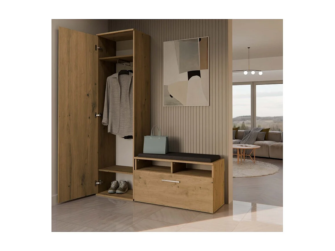 DUO - Armadio per ingresso o corridoio - 50x35x180 cm - Rovere Artisan