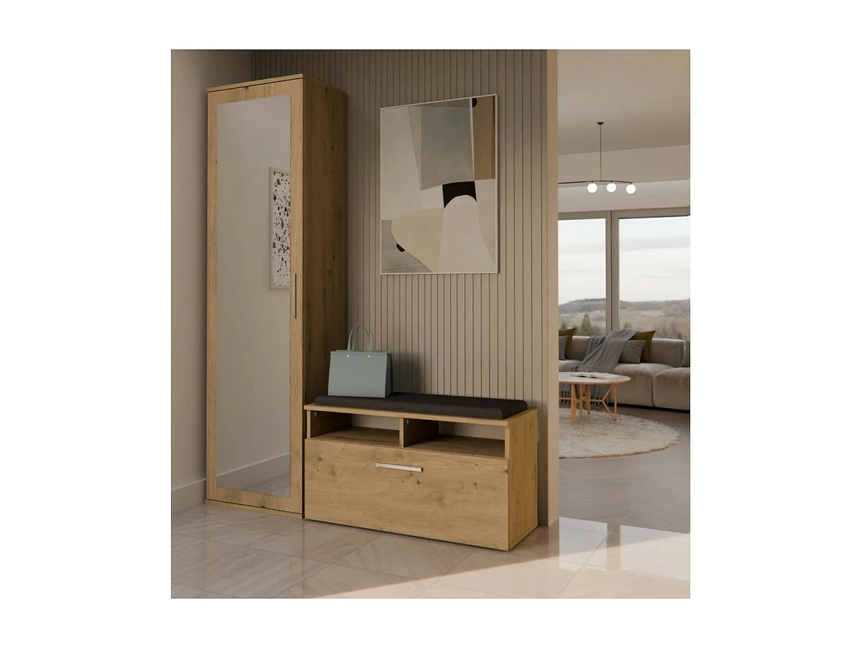 DUO - Armadio per ingresso o corridoio - 50x35x180 cm - Rovere Artisan