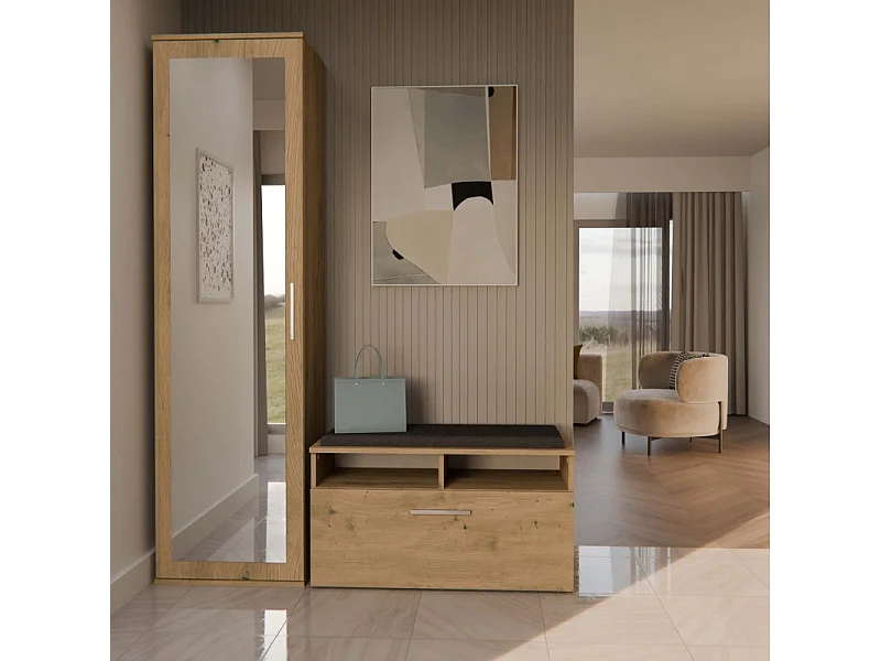 DUO - Armadio per ingresso o corridoio - 50x35x180 cm - Rovere Artisan