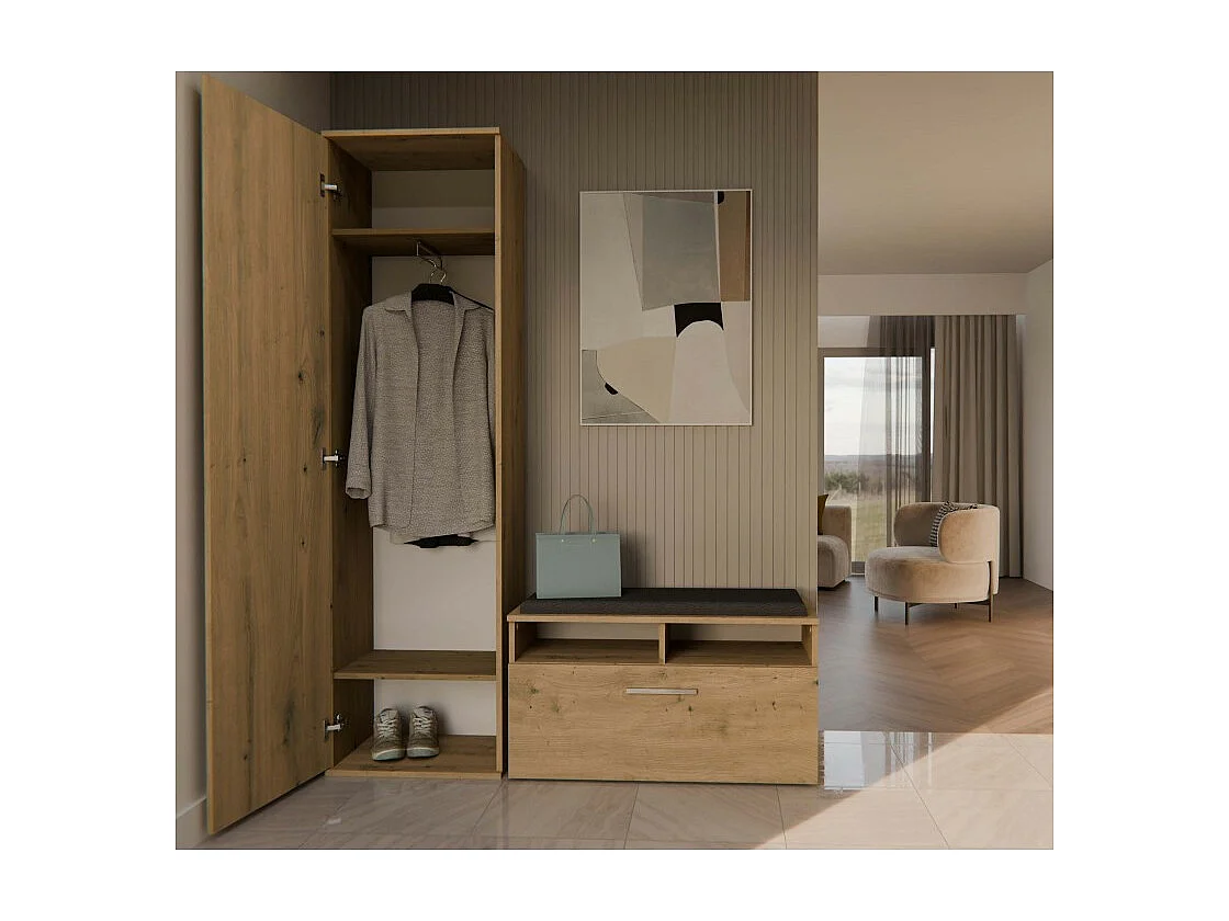 DUO - Armadio per ingresso o corridoio - 50x35x180 cm - Rovere Artisan