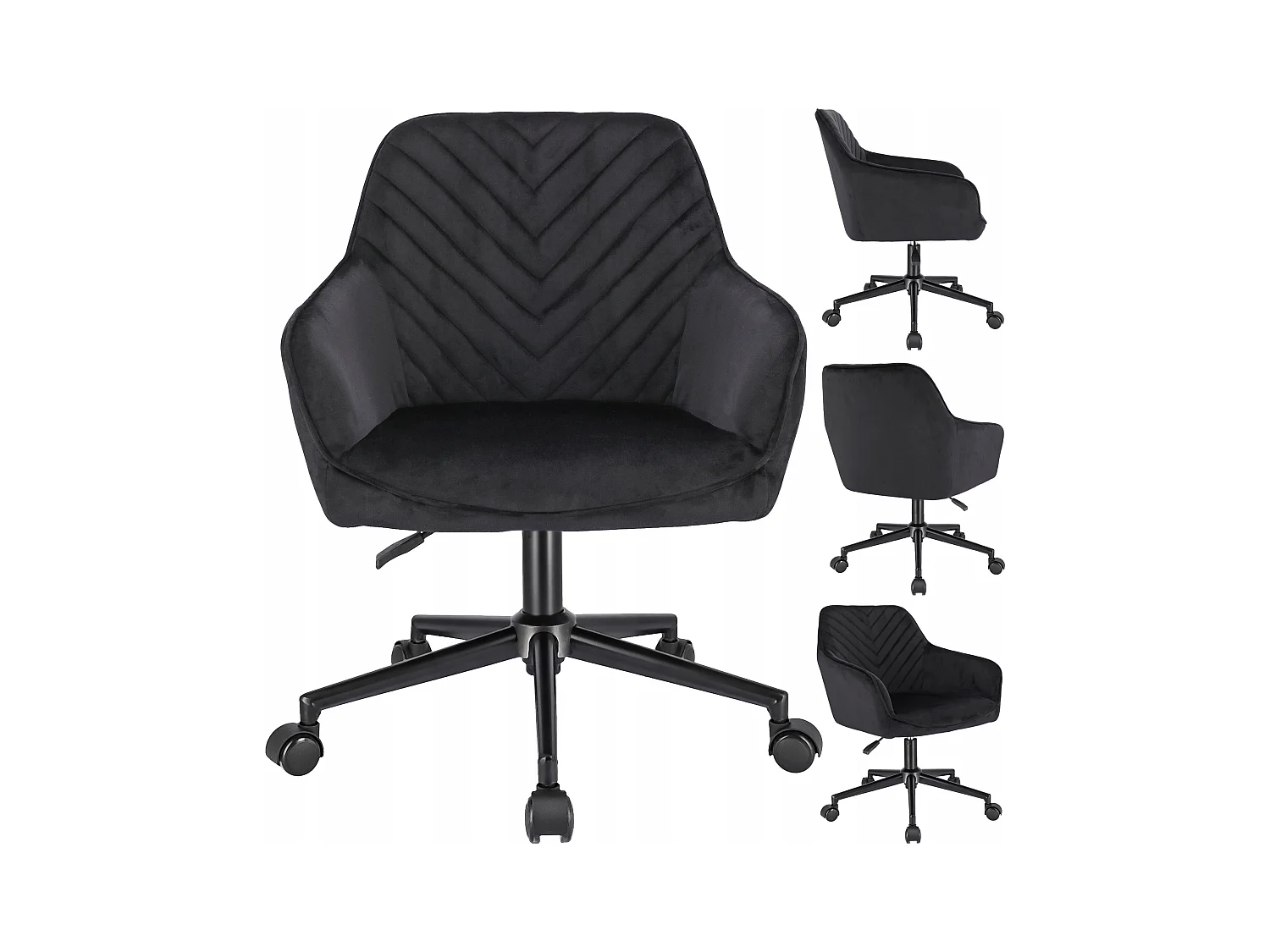 Fauteuil NAPOLI noir sur pieds noirs