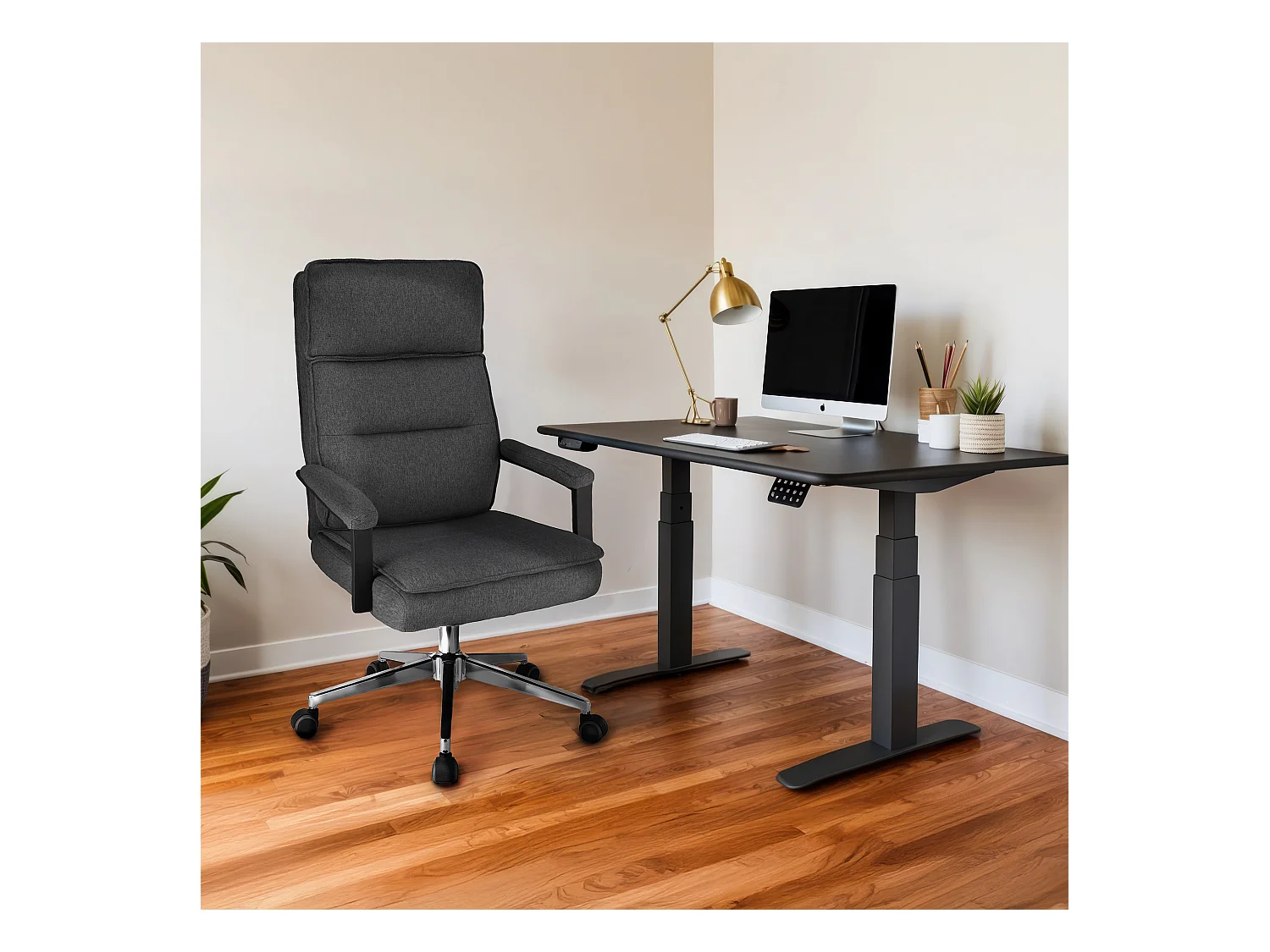 Fauteuil de bureau SEGO tissu gris foncé