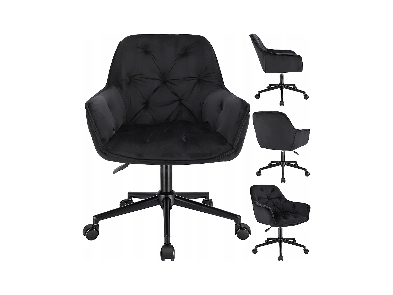 Fauteuil LARGO noir sur pieds noirs