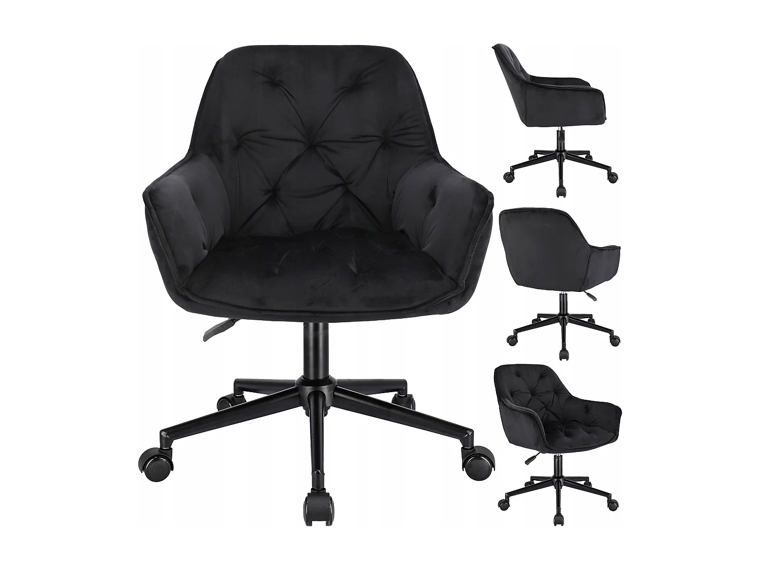 Fauteuil LARGO noir sur pieds noirs