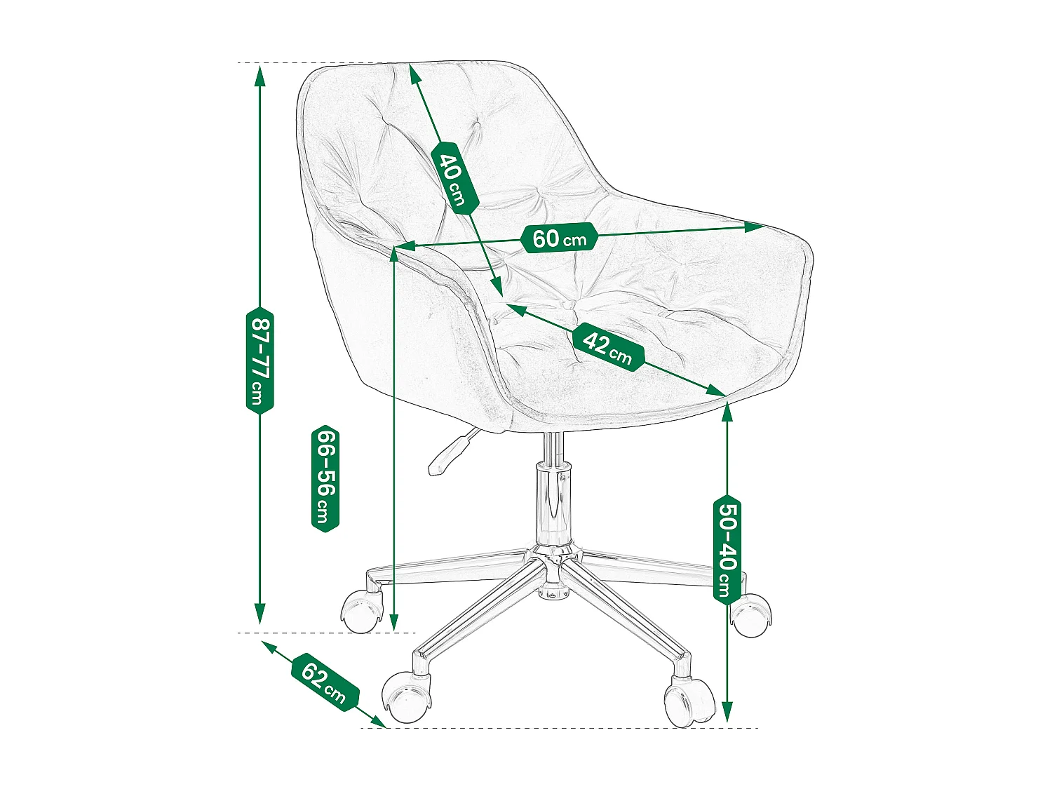 Fauteuil LARGO noir sur pieds noirs