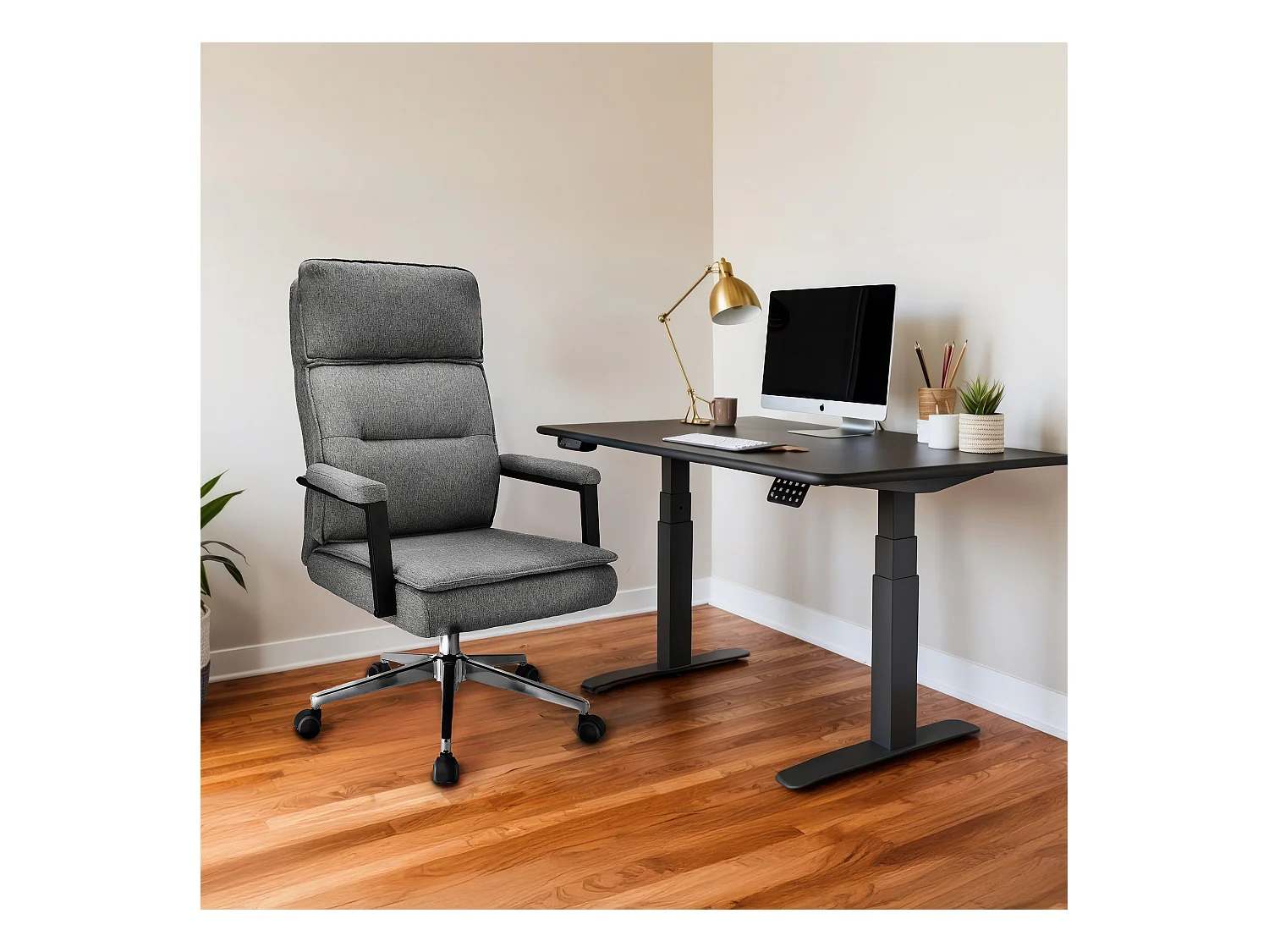 Fauteuil de bureau SEGO tissu gris clair