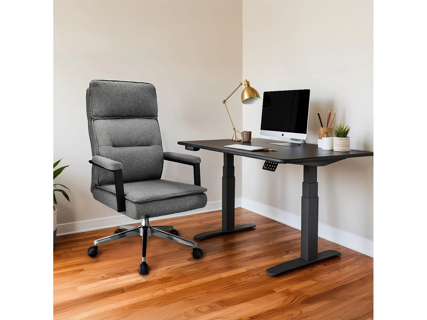 Fauteuil de bureau SEGO tissu gris clair