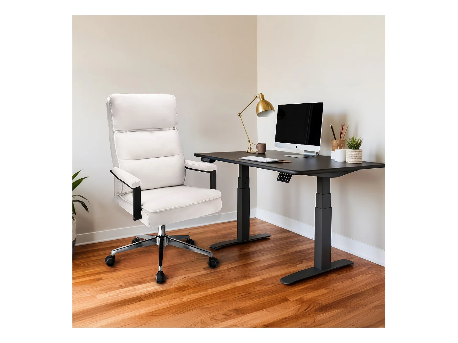 SEGO fauteuil de bureau en cuir écologique blanc