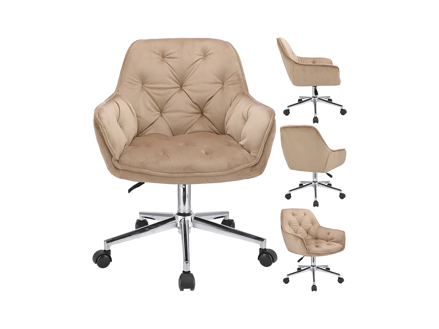 Fauteuil LARGO en beige avec pieds en argent