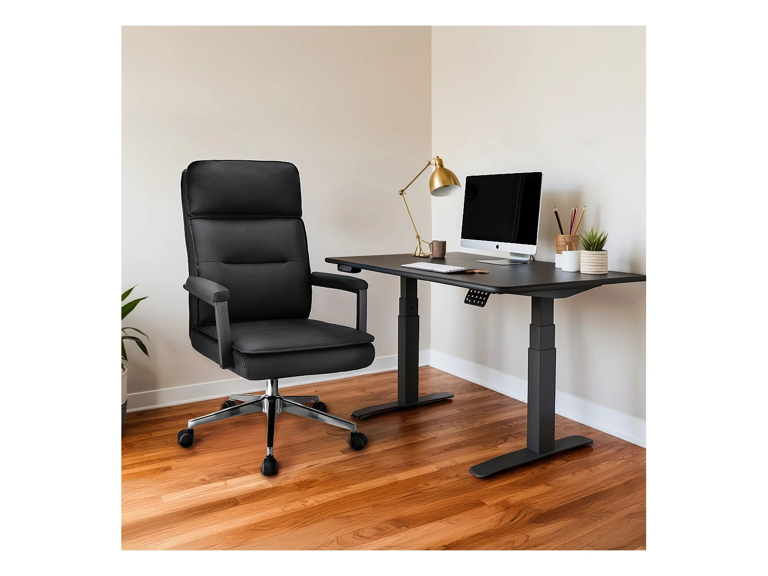 SEGO fauteuil de bureau en cuir écologique noir