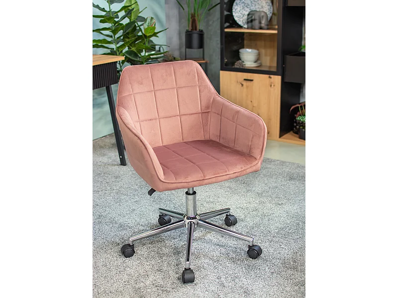 Fauteuil MILANO rose sur pieds argentés