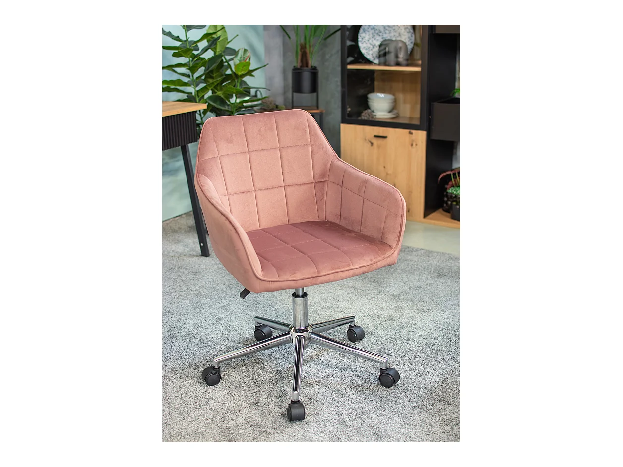 Fauteuil MILANO rose sur pieds argentés