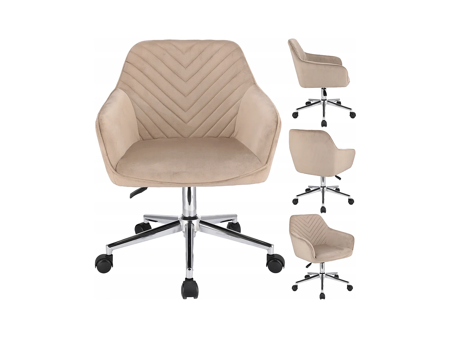 Fauteuil NAPOLI en beige avec pieds en argent
