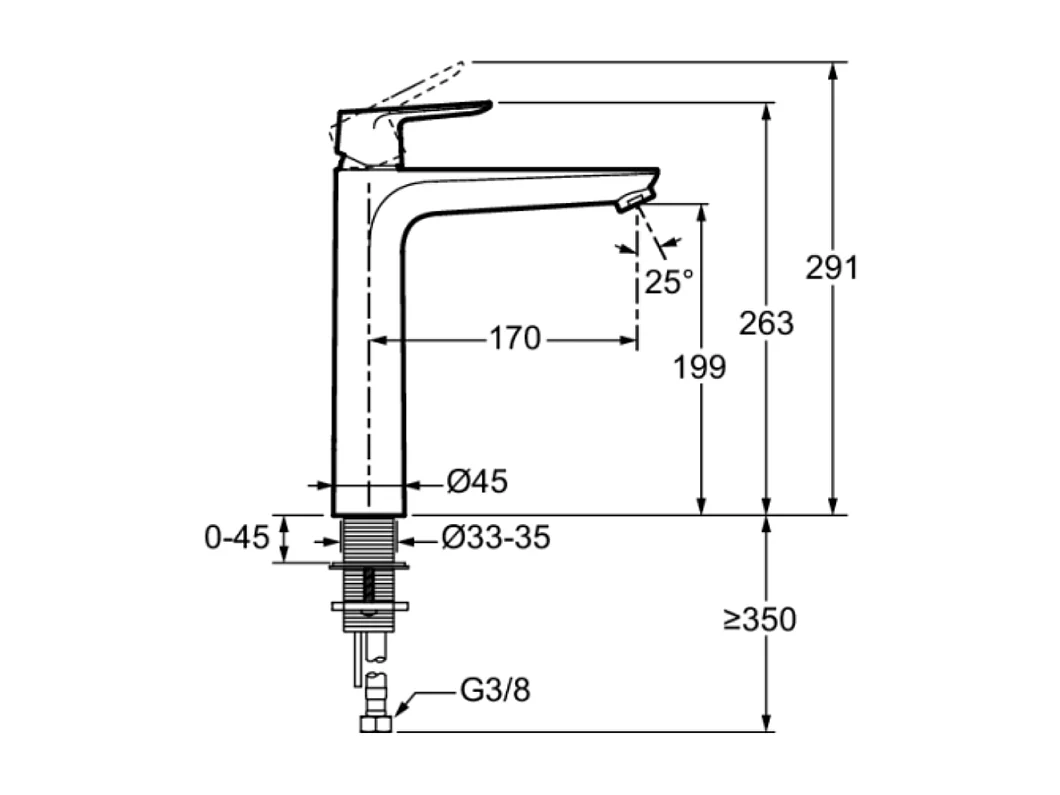 Mitigeur lavabo L JACOB DELAFON July+ sans vidage Chromé