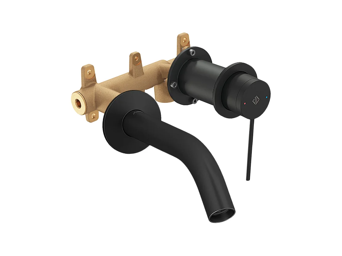 Mitigeur lavabo encastré JACOB DELAFON Grands Boulevards Noir mat  + poignée + corps encastré