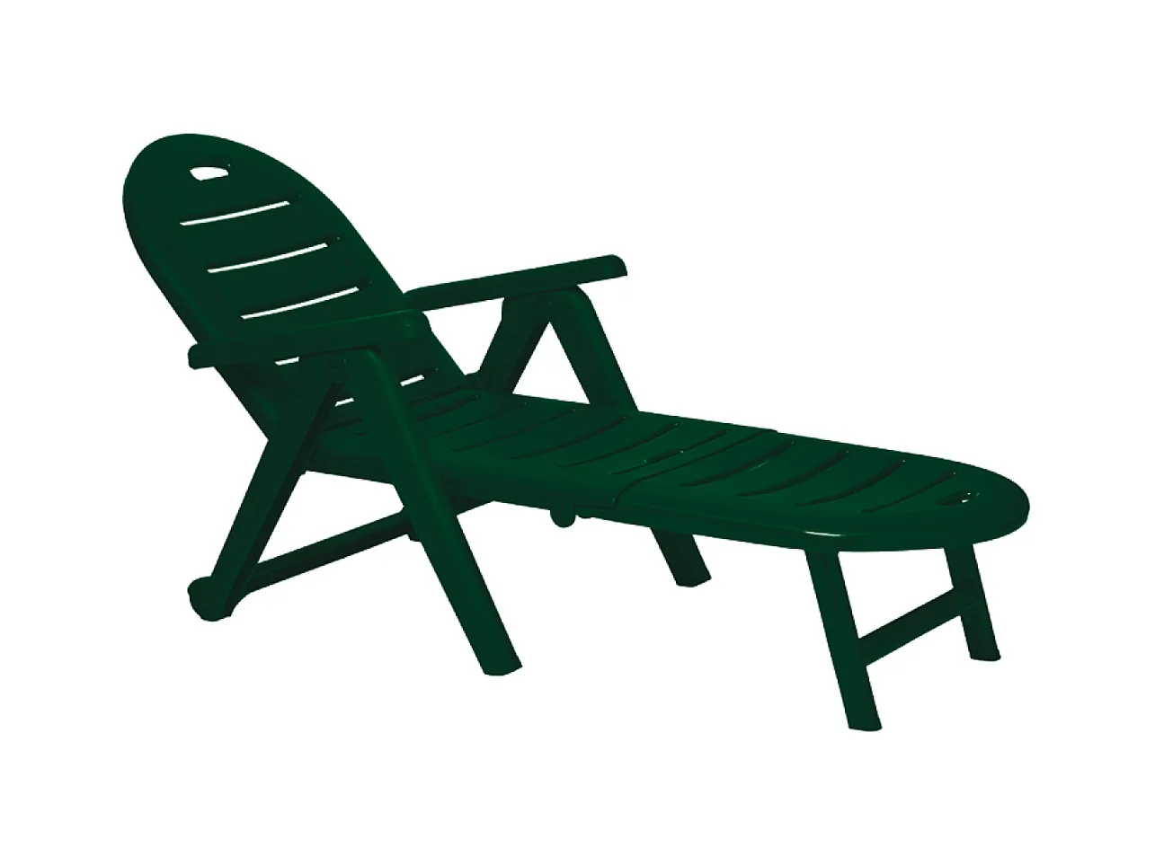 Grüne CAIMAN Liegestuhl aus strapazierfähigem Polypropylen mit verstellbarer Rückenlehne und integrierten Rädern