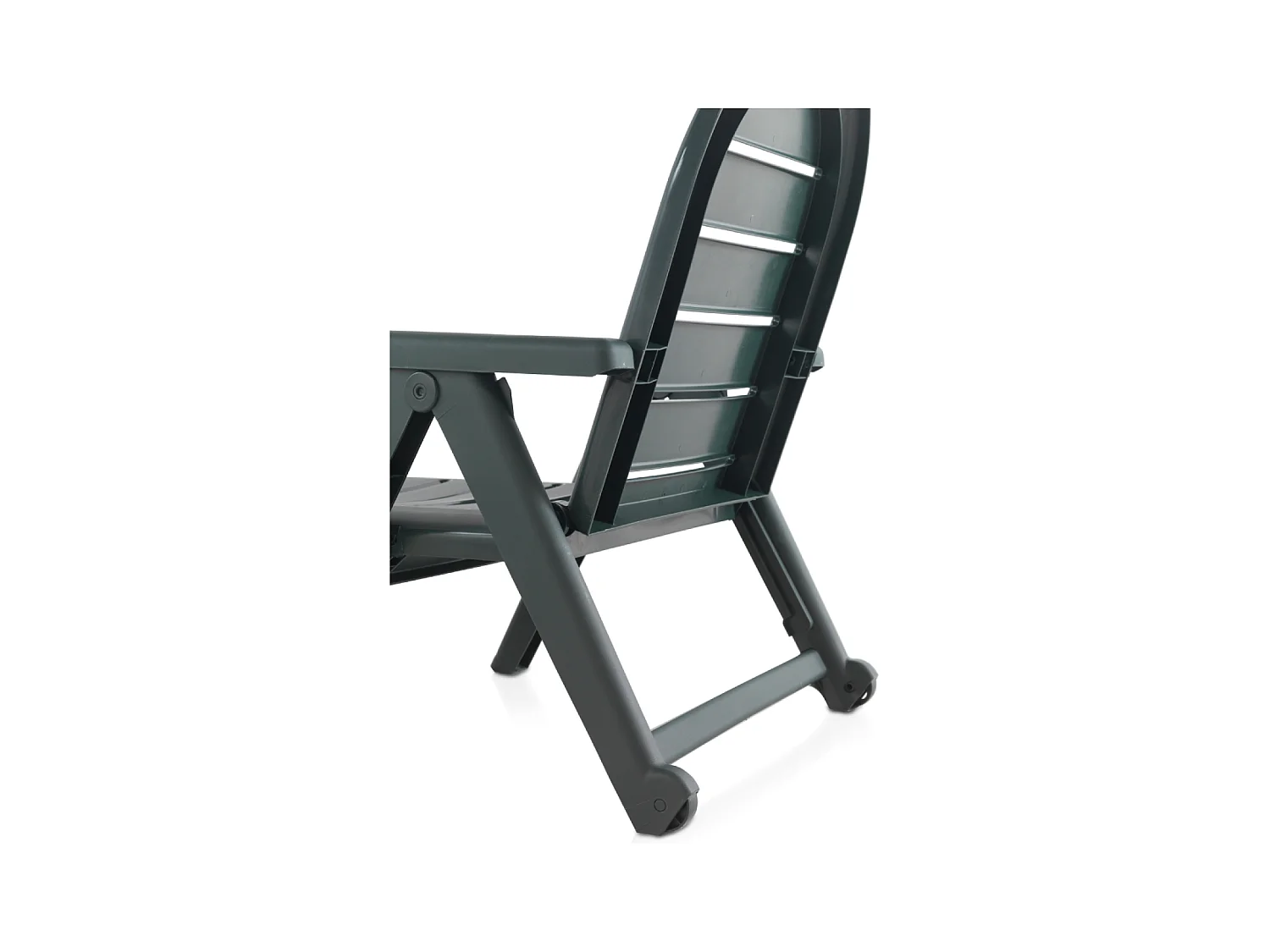 Set aus 2 grünen Sonnenliegen CAIMAN mit Rädern und verstellbarer Rückenlehne