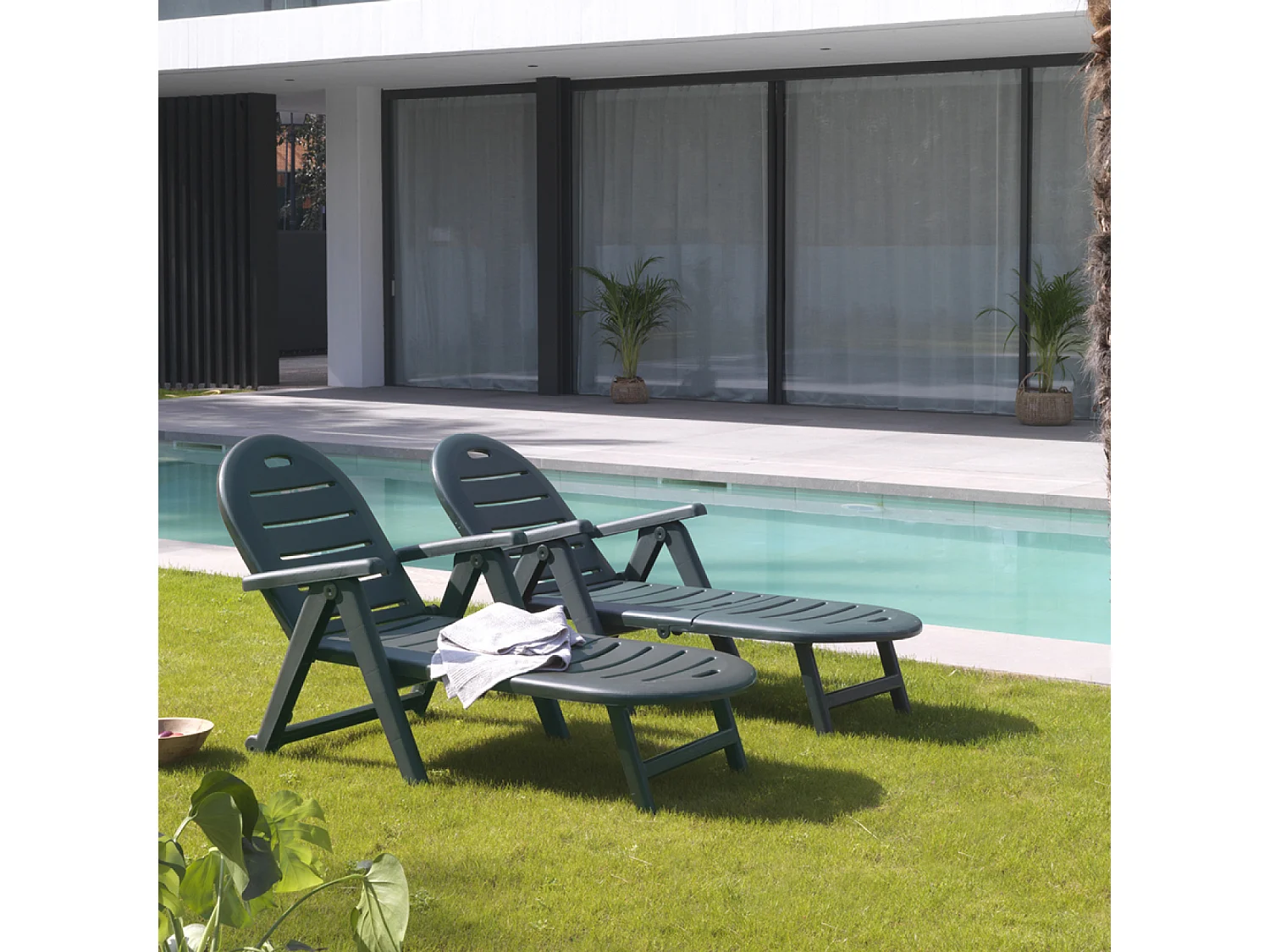 Lot 2 bains de soleil vert CAIMAN