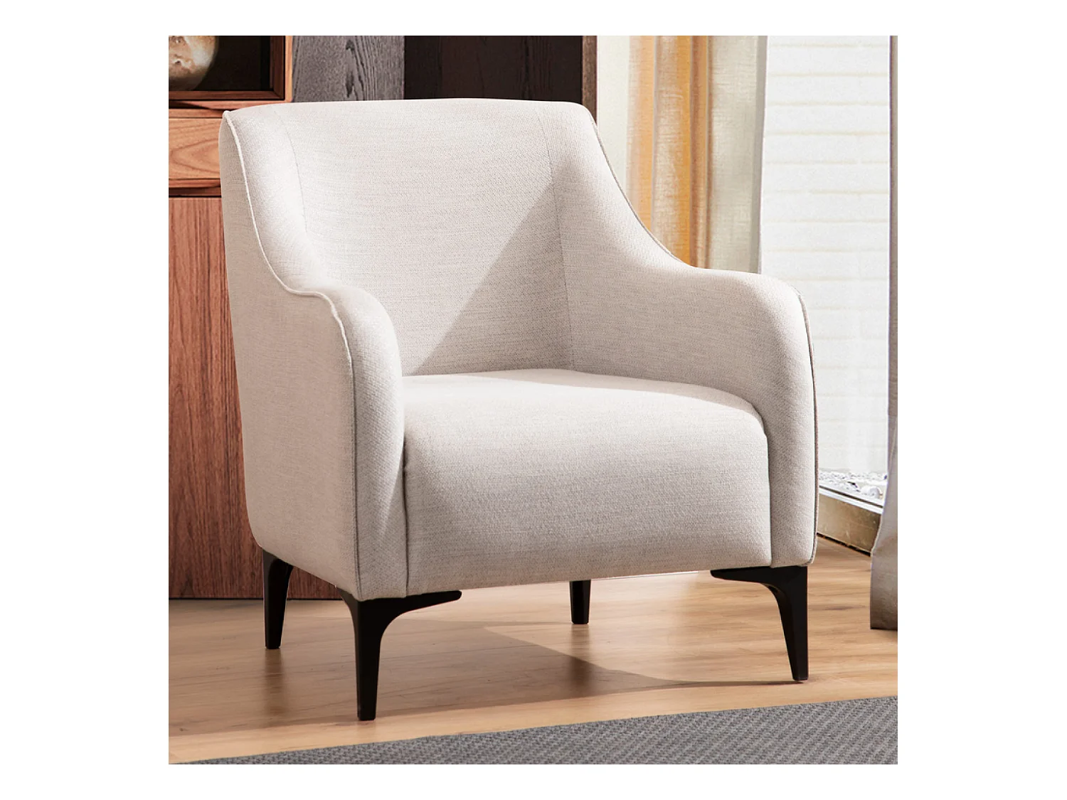 Fauteuil en tissu blanc cassé JAMES