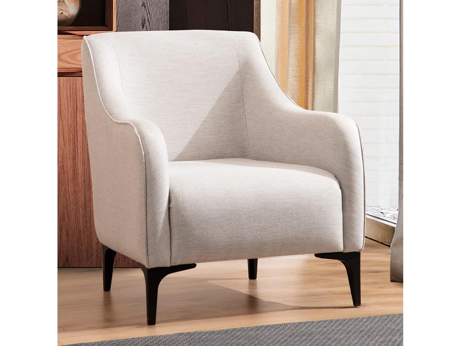 Fauteuil en tissu blanc cassé JAMES