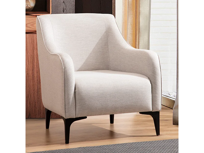 Fauteuil en tissu blanc cassé JAMES