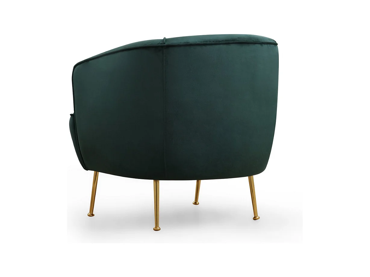 Samtiger grüner Sessel DAVIS - Goldene Beine - Bequem und elegant