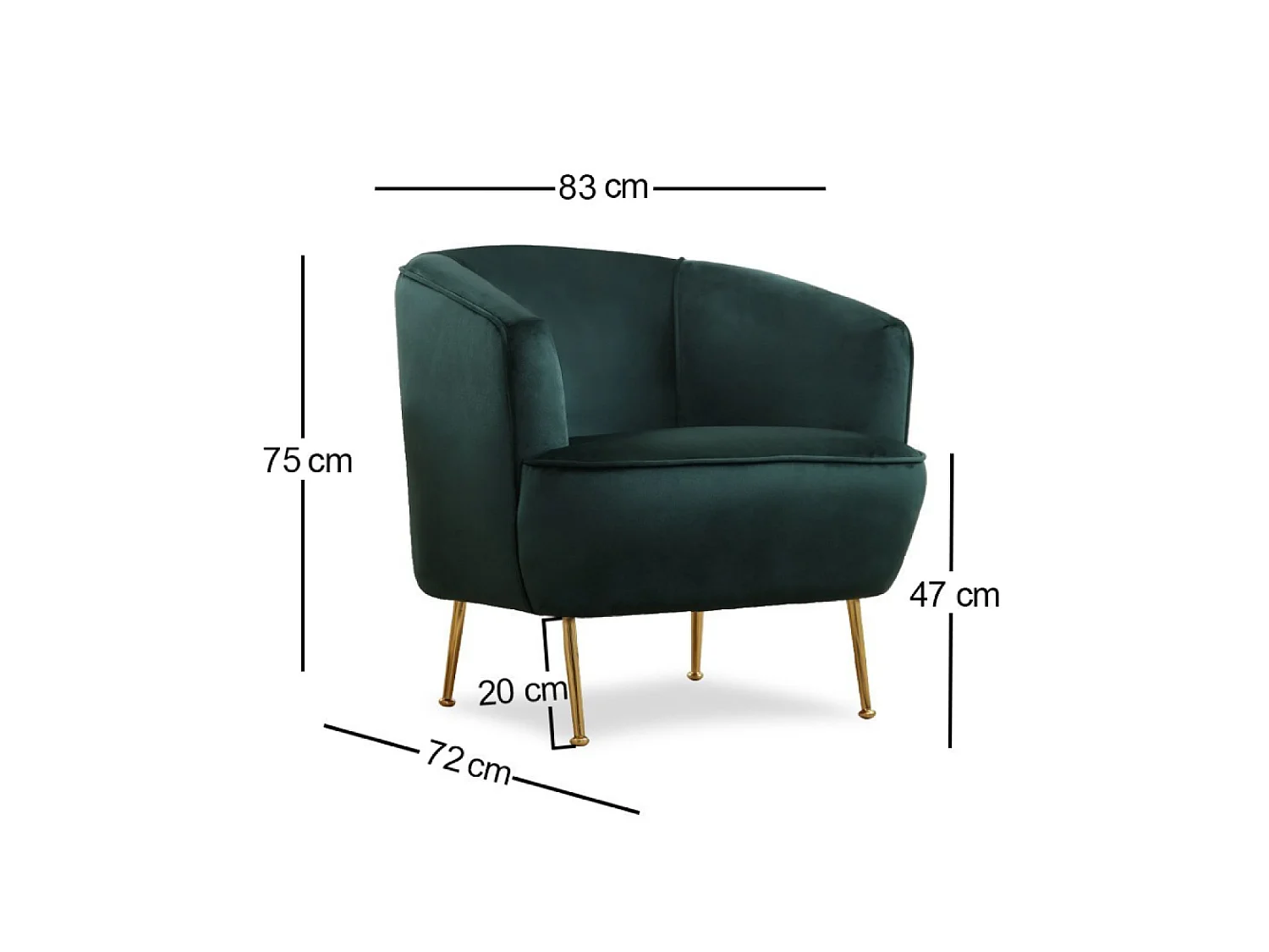 Fluweelgroene fauteuil DAVIS - Gouden poten - Comfortabel en elegant