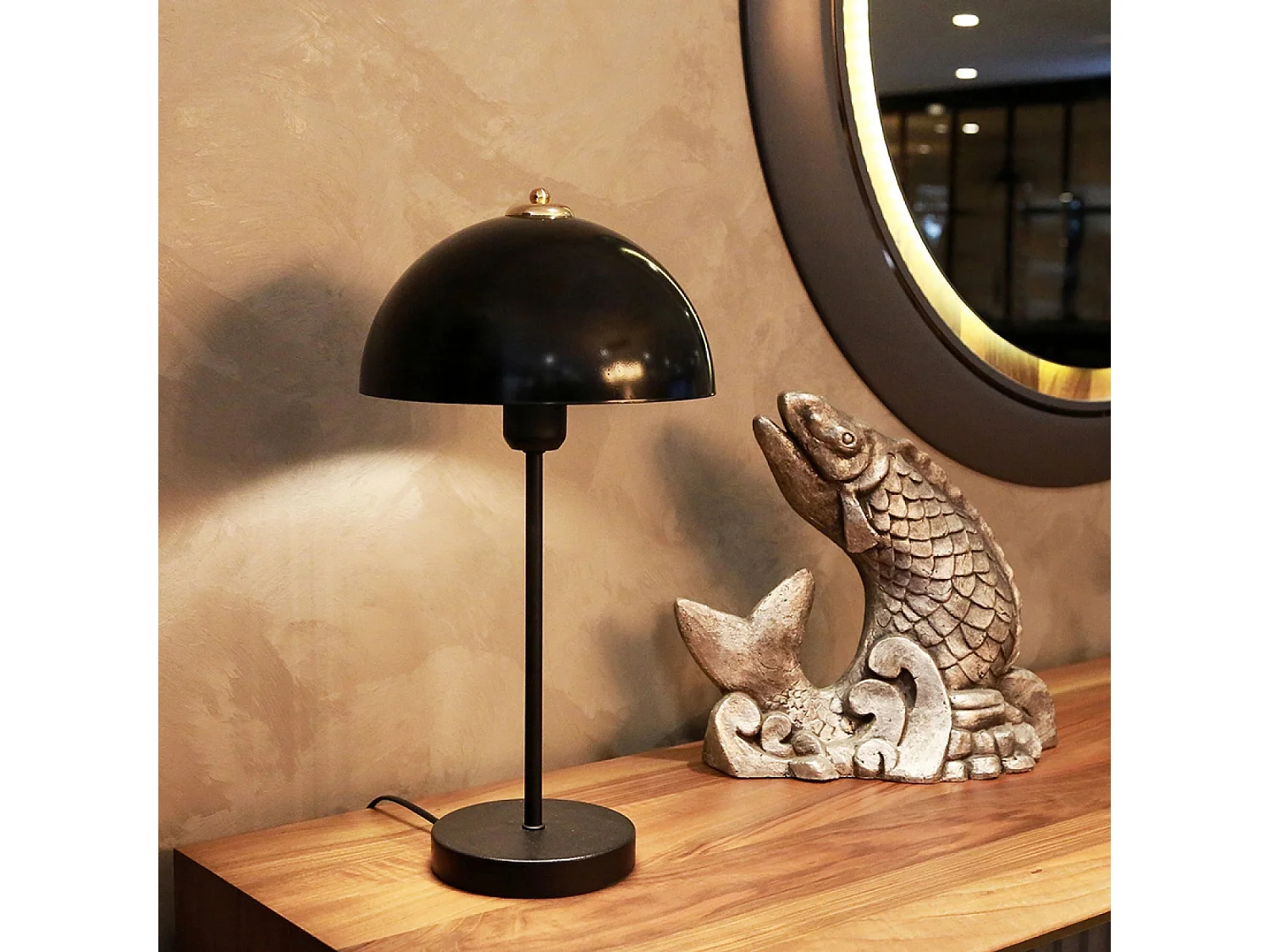 Lampe de table champignon vert 35cm AGATHA