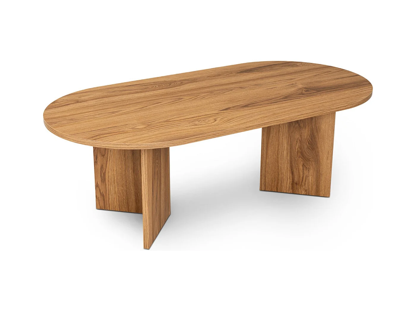 Mesa de centro oval design em madeira castanha 120cm com arrumação