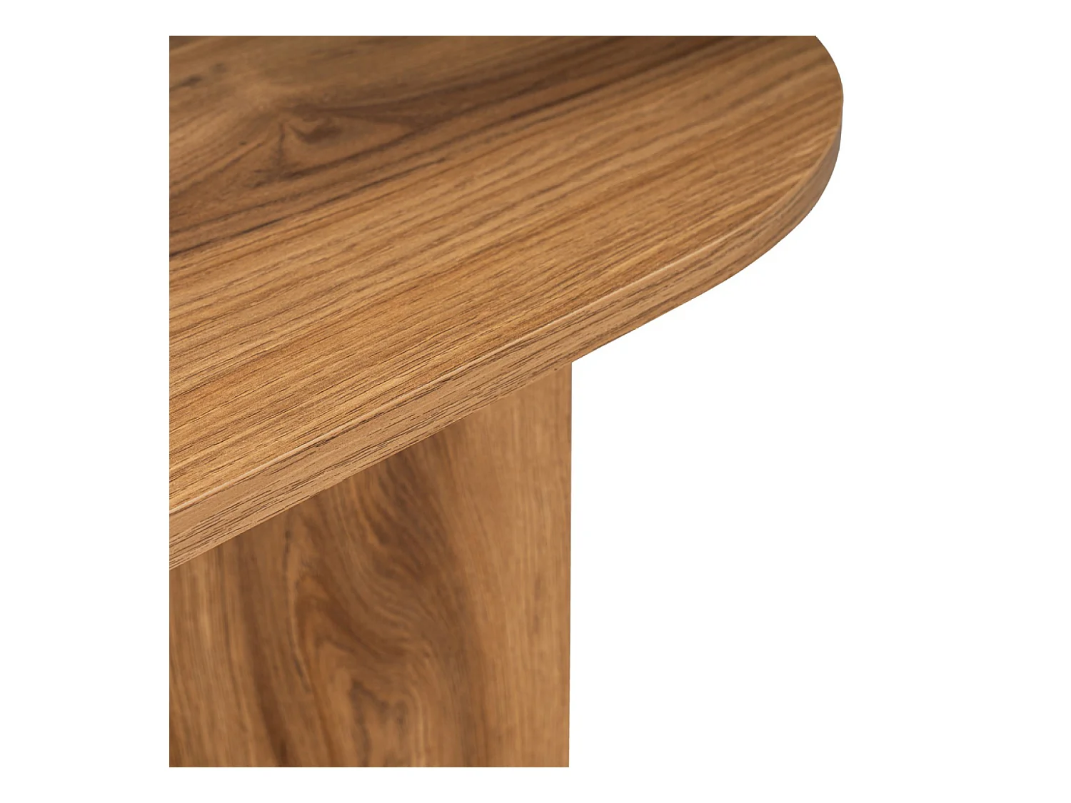 Mesa de centro oval design em madeira castanha 120cm com arrumação