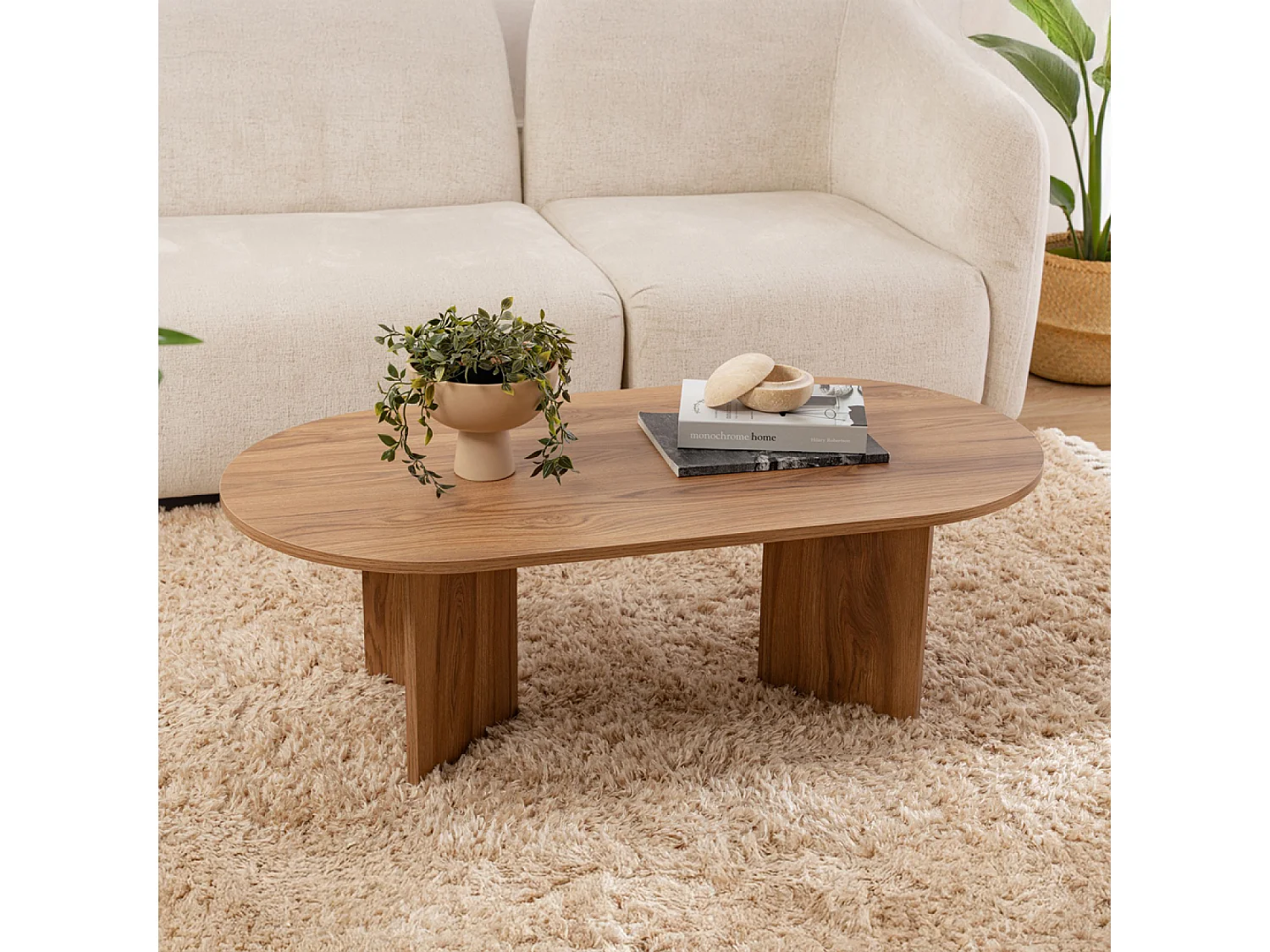 Table basse design ovale bois 120cm RAAV