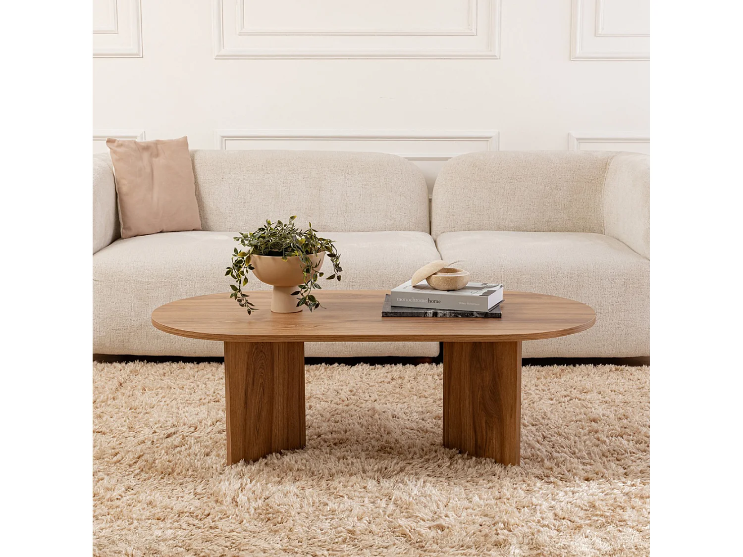 Table basse design ovale bois 120cm RAAV