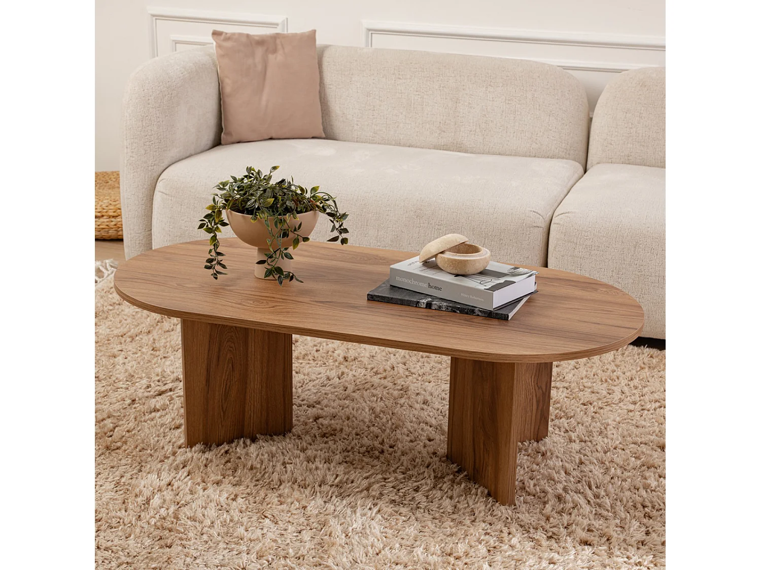 Table basse design ovale bois 120cm RAAV