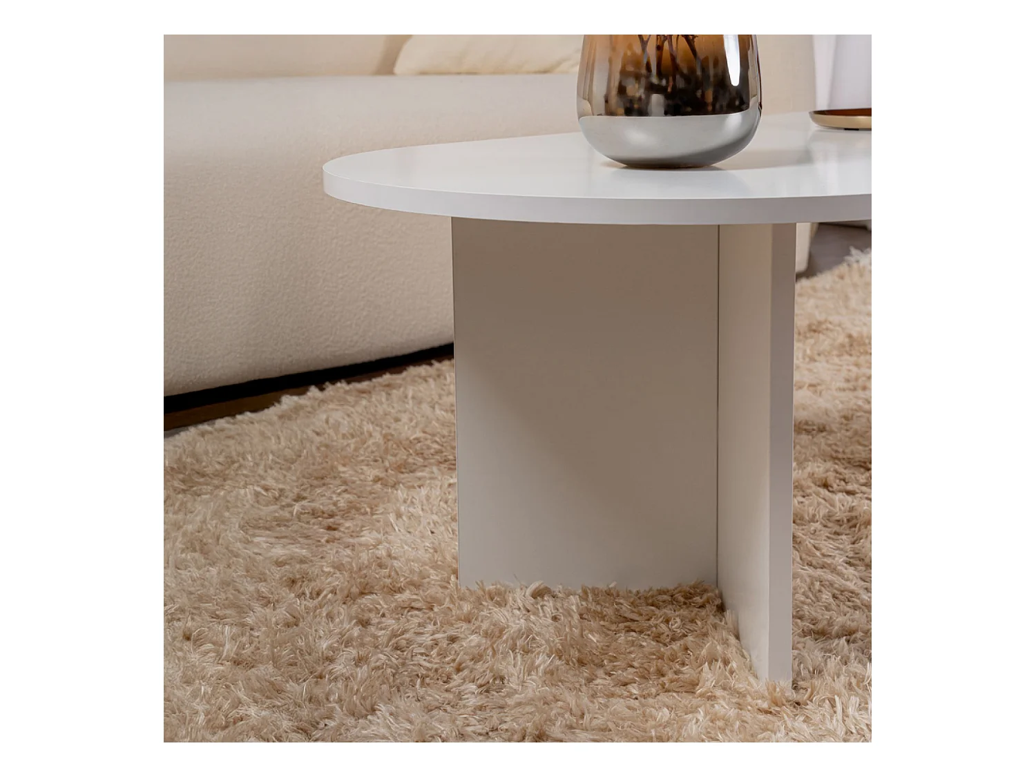 Table basse ovale effet travertin 119x60cm AZOS