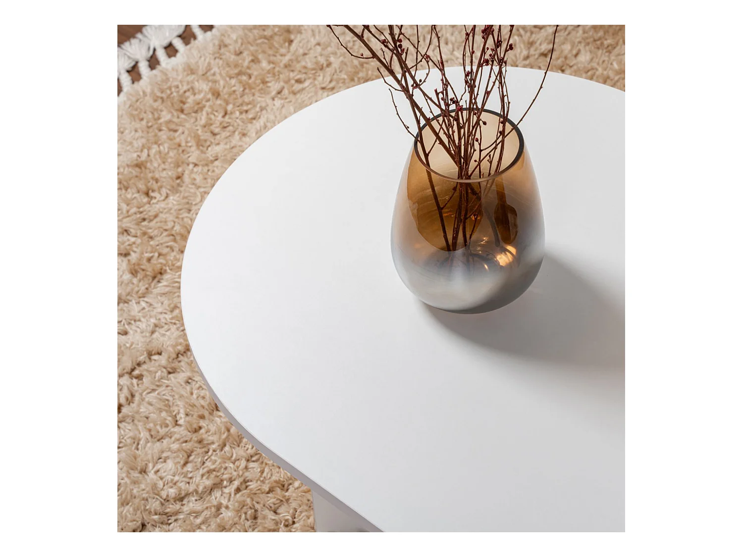 Table basse ovale effet travertin 119x60cm AZOS