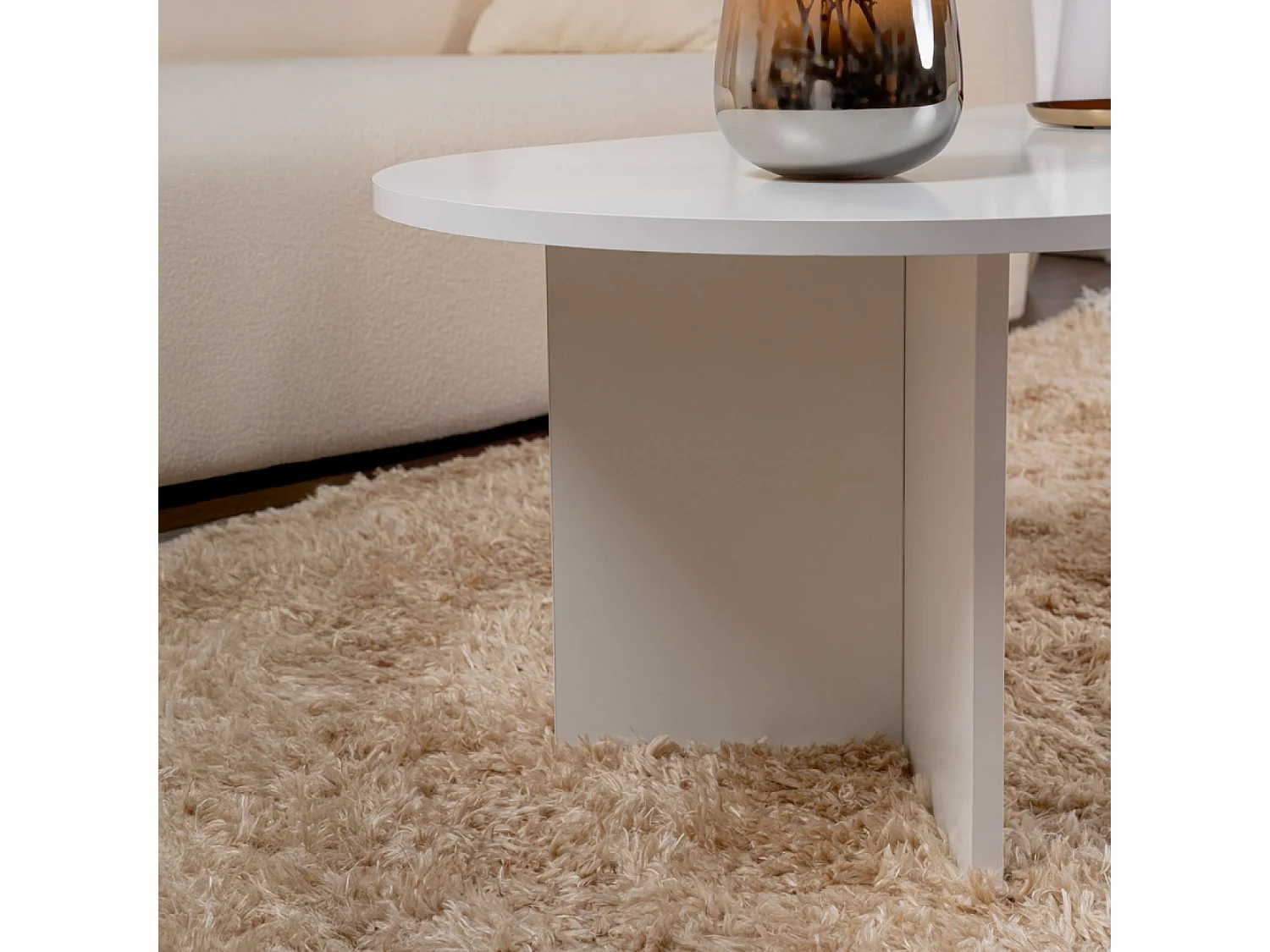 AZOS - Table basse ovale blanche 119x60cm
